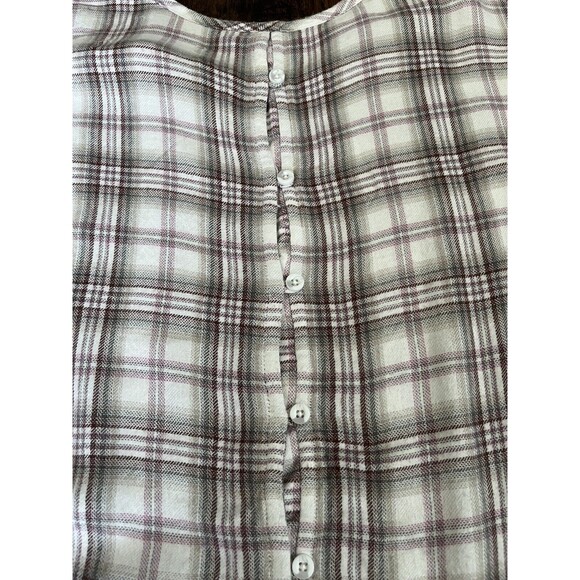 CLOTH & STONE Light Colored Plaid Flannel Short Sleeve Button Up Blouse size S - Picture 6 of 7